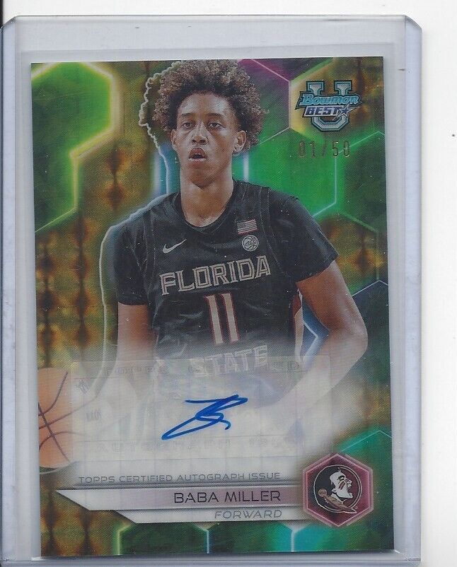 BABA MILLER 2023 BOWMAN'S BEST UNIVERSITY GOLD GEOMETRIC REFRACTOR AUTO #D 1/50