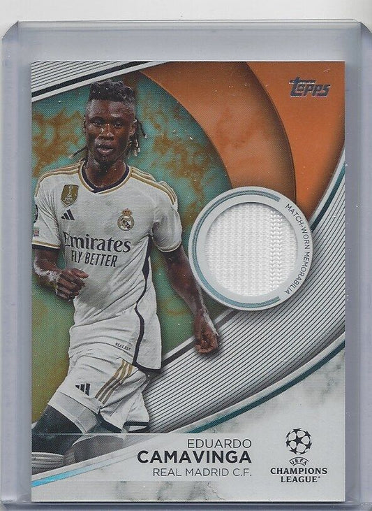 EDUARDO CAMAVINGA 2023-24 TOPPS CLUB COMPETITIONS ORANGE MATCH WORN PATCH 18/25