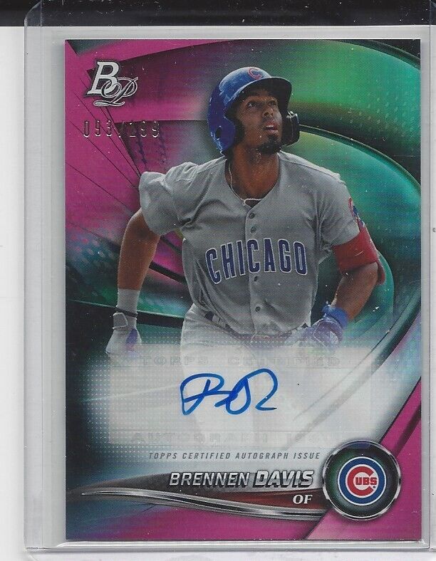 BRENNEN DAVIS 2022 BOWMAN PLATINUM PINK FOIL CUBS PROSPECT AUTO #D 93/199