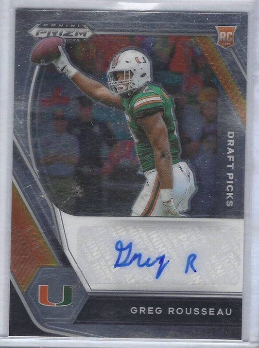 GREG ROUSSEAU 2021 PANINI PRIZM DRAFT PICKS ROOKIE AUTO RC #DPA-GRO