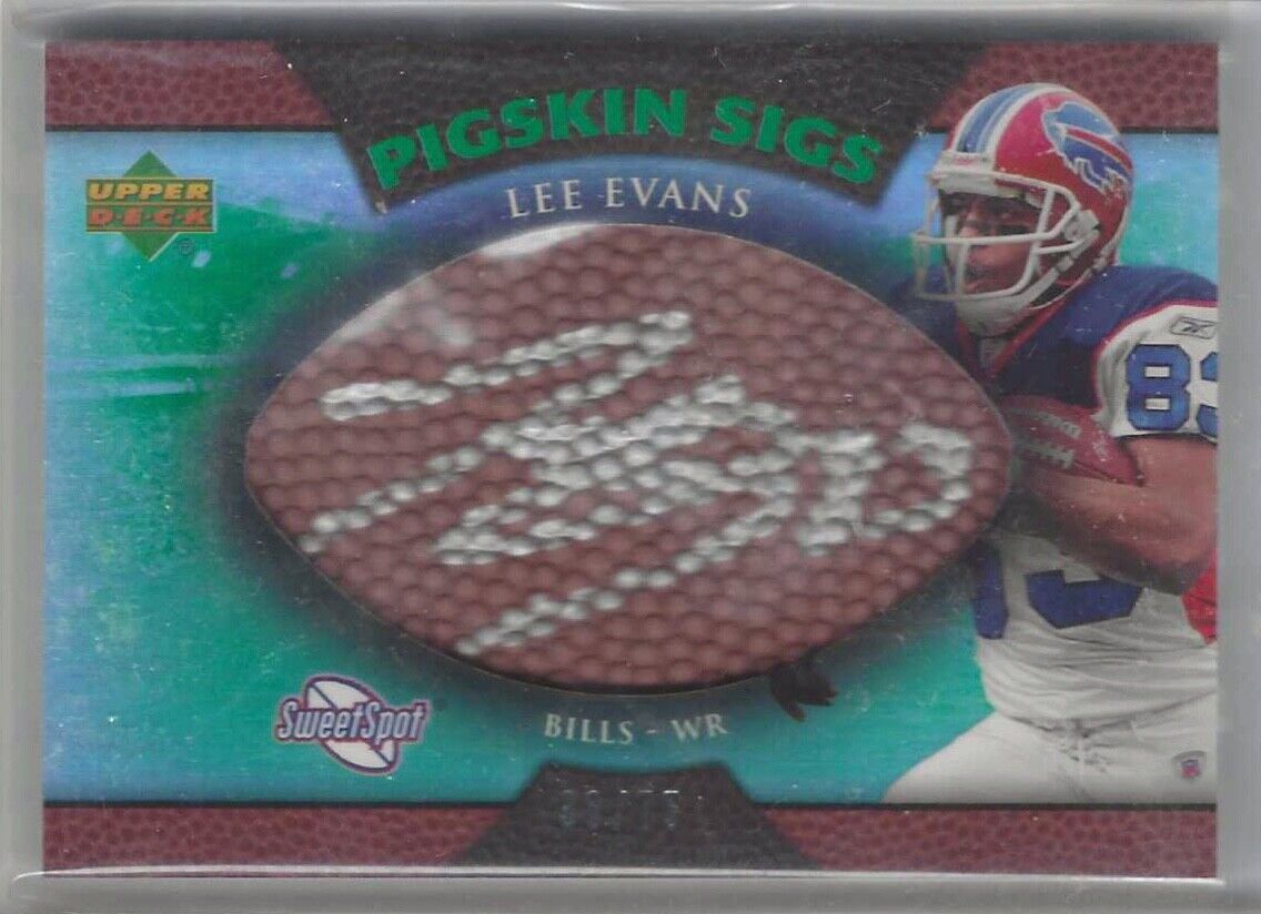 LEE EVANS 2007 UPPER DECK PIGSKIN SIGS FOOTBALL SIGNATURES AUTO #D 36/75
