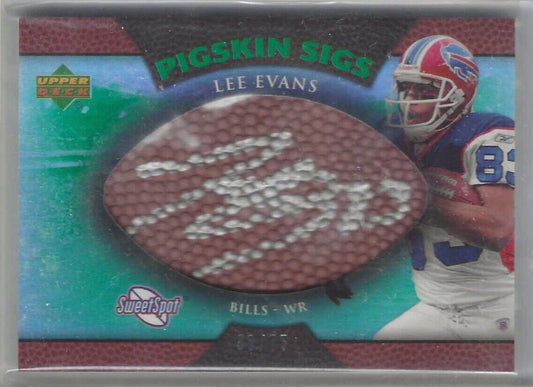 LEE EVANS 2007 UPPER DECK PIGSKIN SIGS FOOTBALL SIGNATURES AUTO #D 36/75
