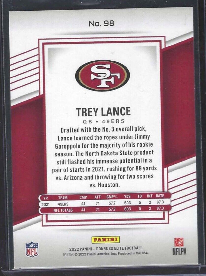 TREY LANCE 2022 PANINI DONRUSS ELITE RAZZLE DAZZLE SSP CASE HIT LAZER #98