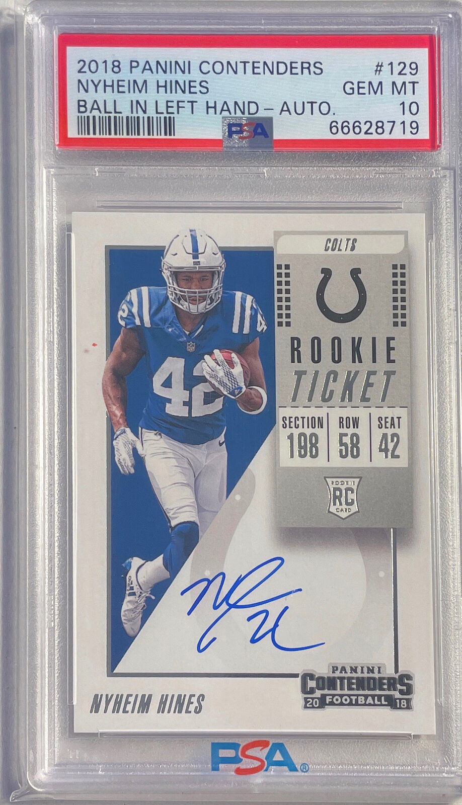 NYHEIM HINES 2018 CONTENDERS BALL IN LEFT HAND AUTO RC #129 PSA 10 GEM MT POP 6