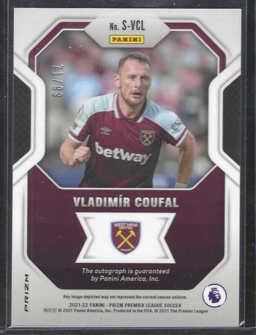 VLADIMIR COUFAL 2021-22 PANINI PRIZM EPL SILVER PRIZM AUTO #D 71/99