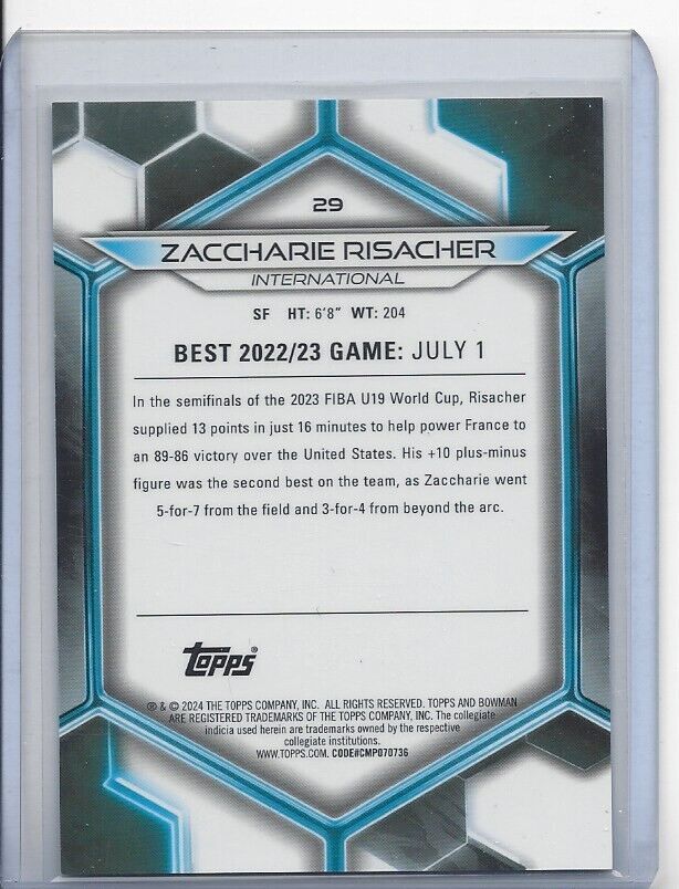 ZACCHARIE RISACHER 2023 BOWMANS BEST GOLD GEOMETRIC REFRACTOR #D 45/50