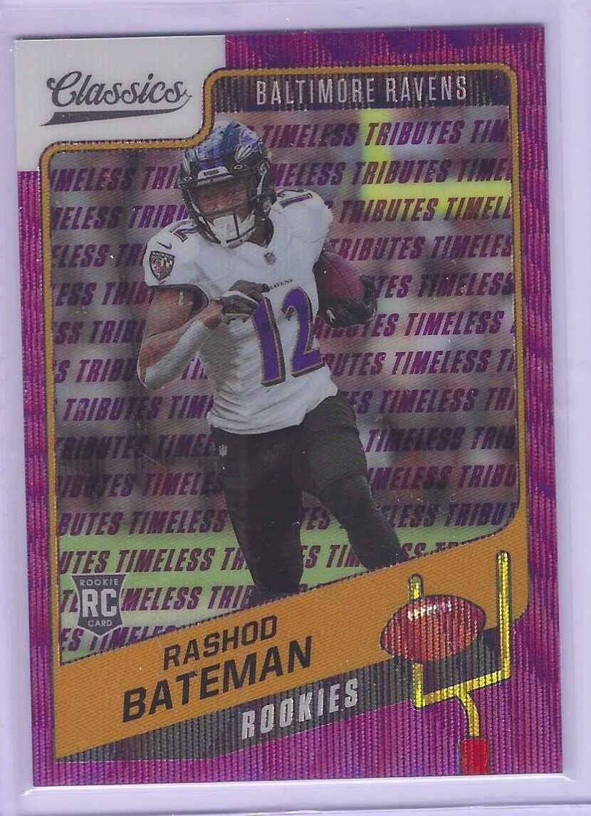 RASHOD BATEMAN 2021 CLASSICS TIMELESS TRIBUTES PURPLE WAVE PRIZM RC #D 44/50