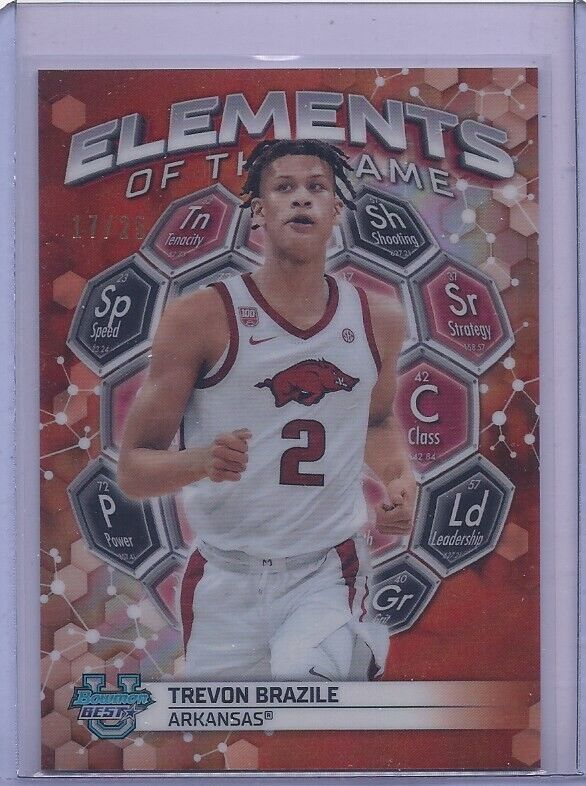 TREVON BRAZILE 2023 BOWMANS BEST ORANGE ELEMENTS OF THE GAME REFRACTOR #D 17/25