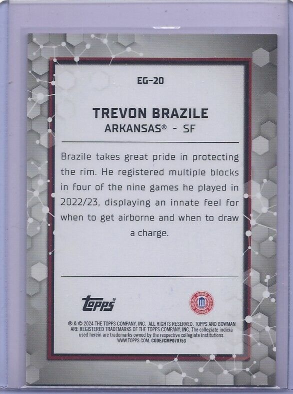 TREVON BRAZILE 2023 BOWMANS BEST ORANGE ELEMENTS OF THE GAME REFRACTOR #D 17/25