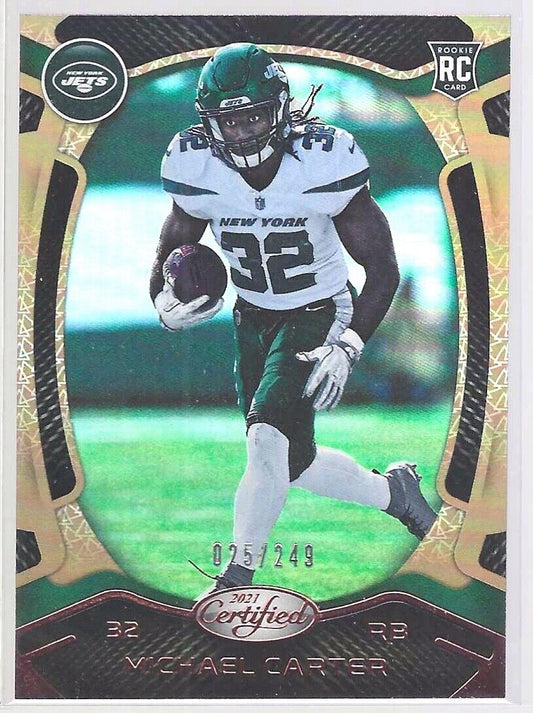 MICHAEL CARTER 2021 PANINI CERTIFIED BRONZE FOIL ROOKIE RC #D 025/249