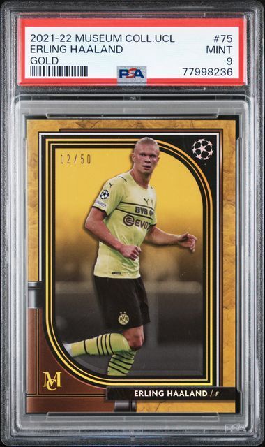 ERLING HAALAND 2021-22 TOPPS MUSEUM COLLECTION UCL GOLD 12/50 PSA 9 MINT POP 4