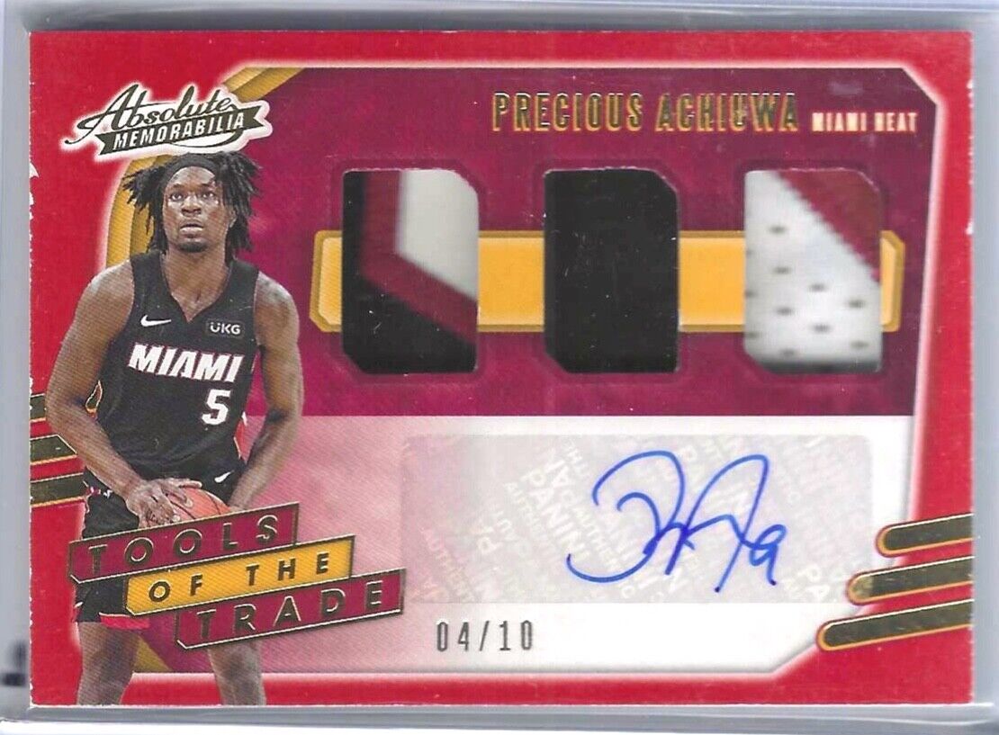 PRECIOUS ACHIUWA 2020-21 ABSOLUTE RED TOOLS TRADE TRIPLE PATCH AUTO RC #D 4/10