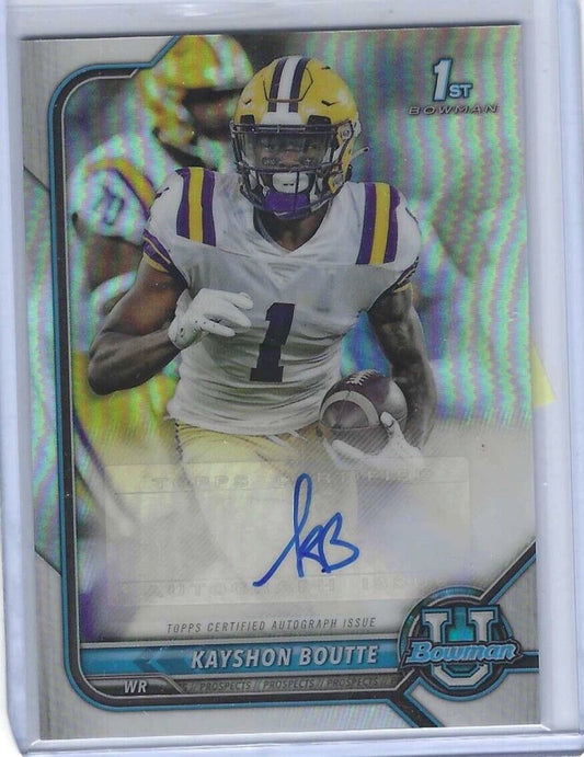 KAYSHON BOUTTE 2022 BOWMAN UNIVERSITY REFRACTOR 1ST PROSPECT LSU AUTO #BCPA-KBO