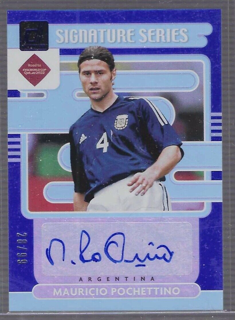 MAURICIO POCHETTINO 2021-22 PANINI DONRUSS BLUE FOIL ARGENTINA AUTO #D 28/99