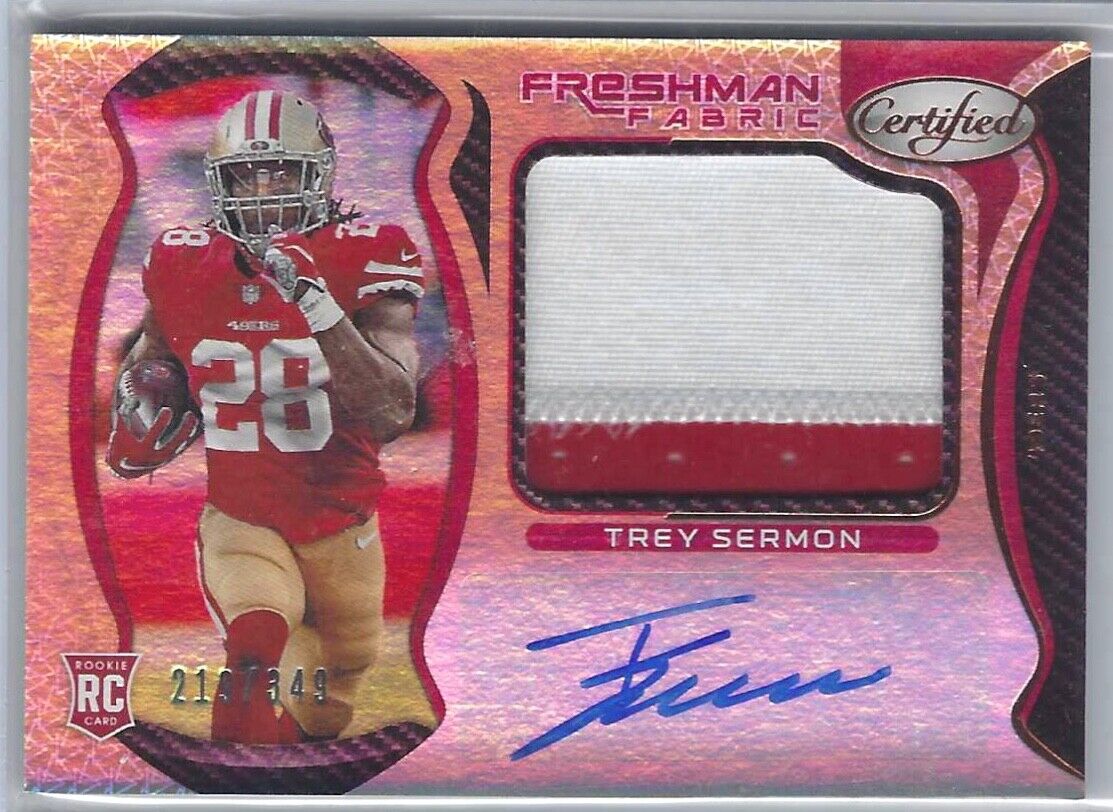 TREY SERMON 2021 CERTIFIED BRONZE FRESHMAN FABRIC RPA PATCH AUTO RC #D 219/349