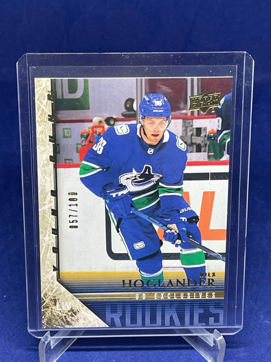 NILS HOGLANDER 2020-21 UPPER DECK EXTENDED SERIES ROOKIE EXCLUSIVES RC #D 57/100
