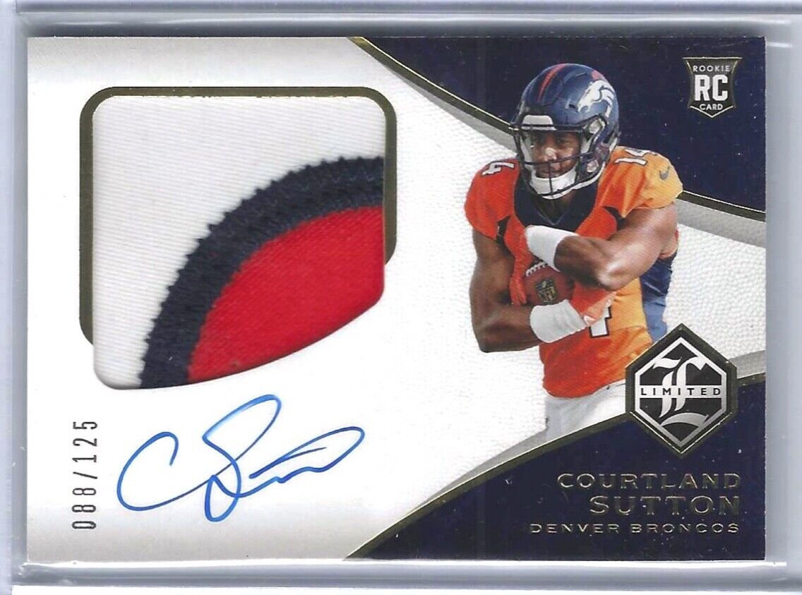 COURTLAND SUTTON 2018 PANINI LIMITED ROOKIE JUMBO PATCH AUTO RC #D 088/125