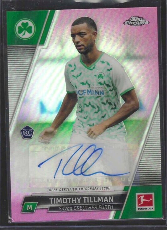 TIMOTHY TILLMAN 2021-22 TOPPS CHROME PINK REFRACTOR AUTO RC #D 54/75