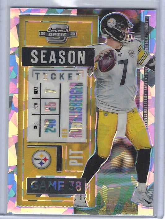 BEN ROTHLISBERGER 2020 OPTIC CONTENDERS SEASON TICKET CRACKED ICE PRIZM #D 8/22