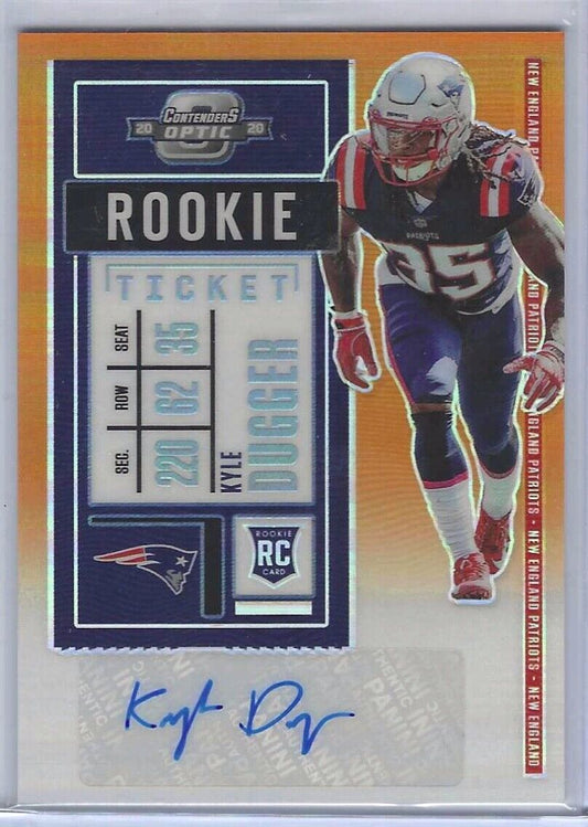 KYLE DUGGER 2020 CONTENDERS OPTIC ORANGE PRIZM ROOKIE TICKET AUTO RC #D 37/50