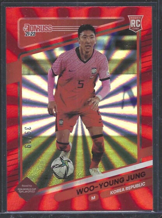 WOO-YOUNG JUNG 2021-22 PANINI DONRUSS ROAD QATAR RED LASER ROOKIE RC #D 39/99