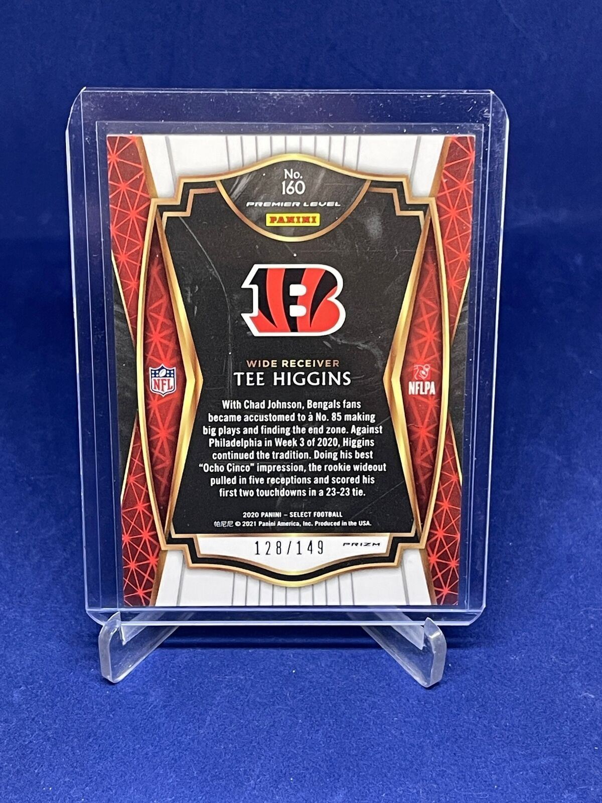 TEE HIGGINS 2020 PANINI SELECT PREMIER LEVEL BLUE PRIZM ROOKIE RC #D 128/149