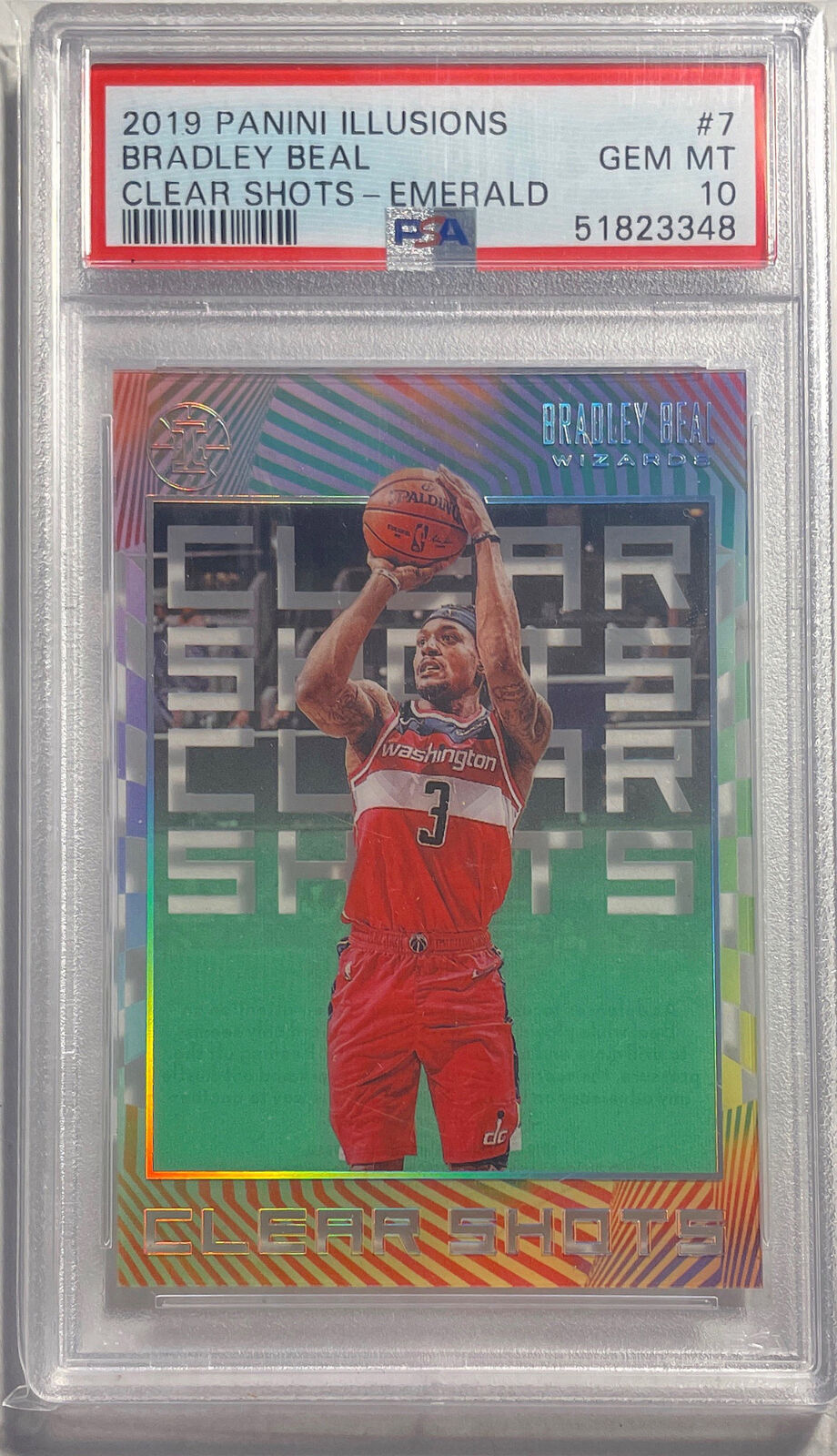 BRADLEY BEAL 2019 ILLUSIONS CLEAR SHOTS EMERALD #7 PSA 10 GEM MINT POP 1/1