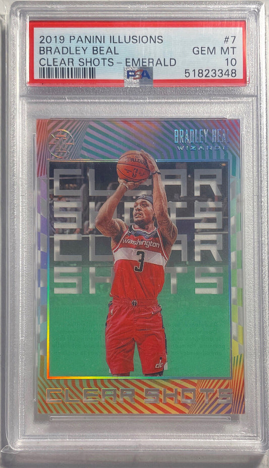 BRADLEY BEAL 2019 ILLUSIONS CLEAR SHOTS EMERALD #7 PSA 10 GEM MINT POP 1/1