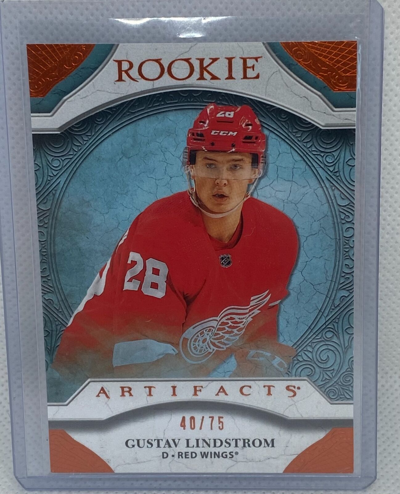 GUSTAV LINDSTROM 2020-21 UPPER DECK ARTIFACTS ROOKIE ORANGE RC #D 40/75