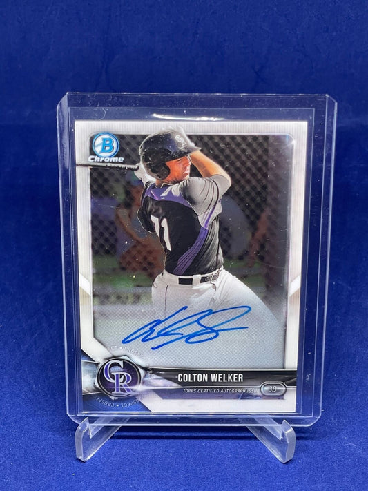 COLTON WELKER 2018 BOWMAN CHROME ON CARD AUTO PROSPECT