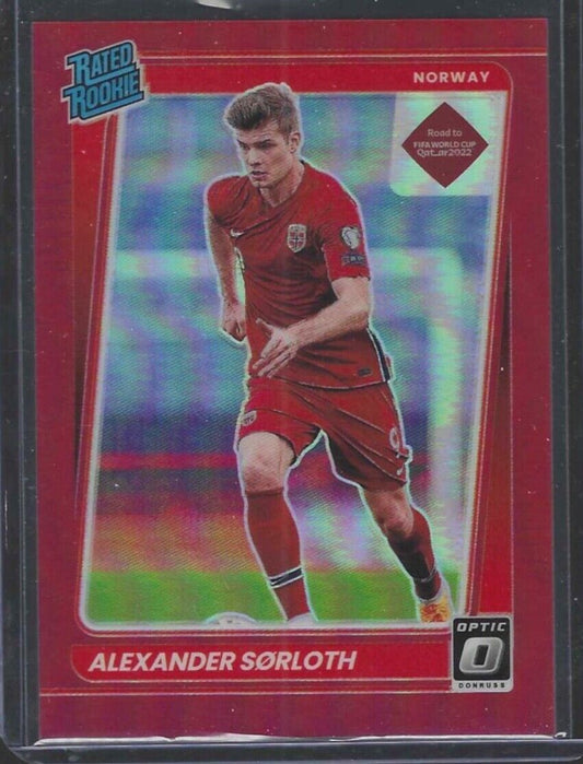 ALEXANDER SORLOTH 2021-22 DONRUSS ROAD QATAR OPTIC RED HOLO ROOKIE RC #D 079/149