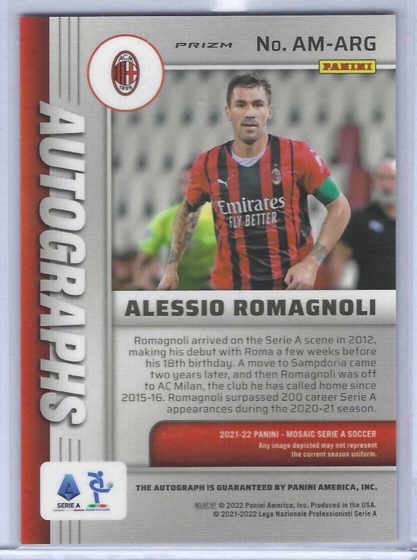 ALESSIO ROMAGNOLI 2021-22 PANINI MOSAIC SILVER MOSAIC PRIZM AUTO #AM-ARG