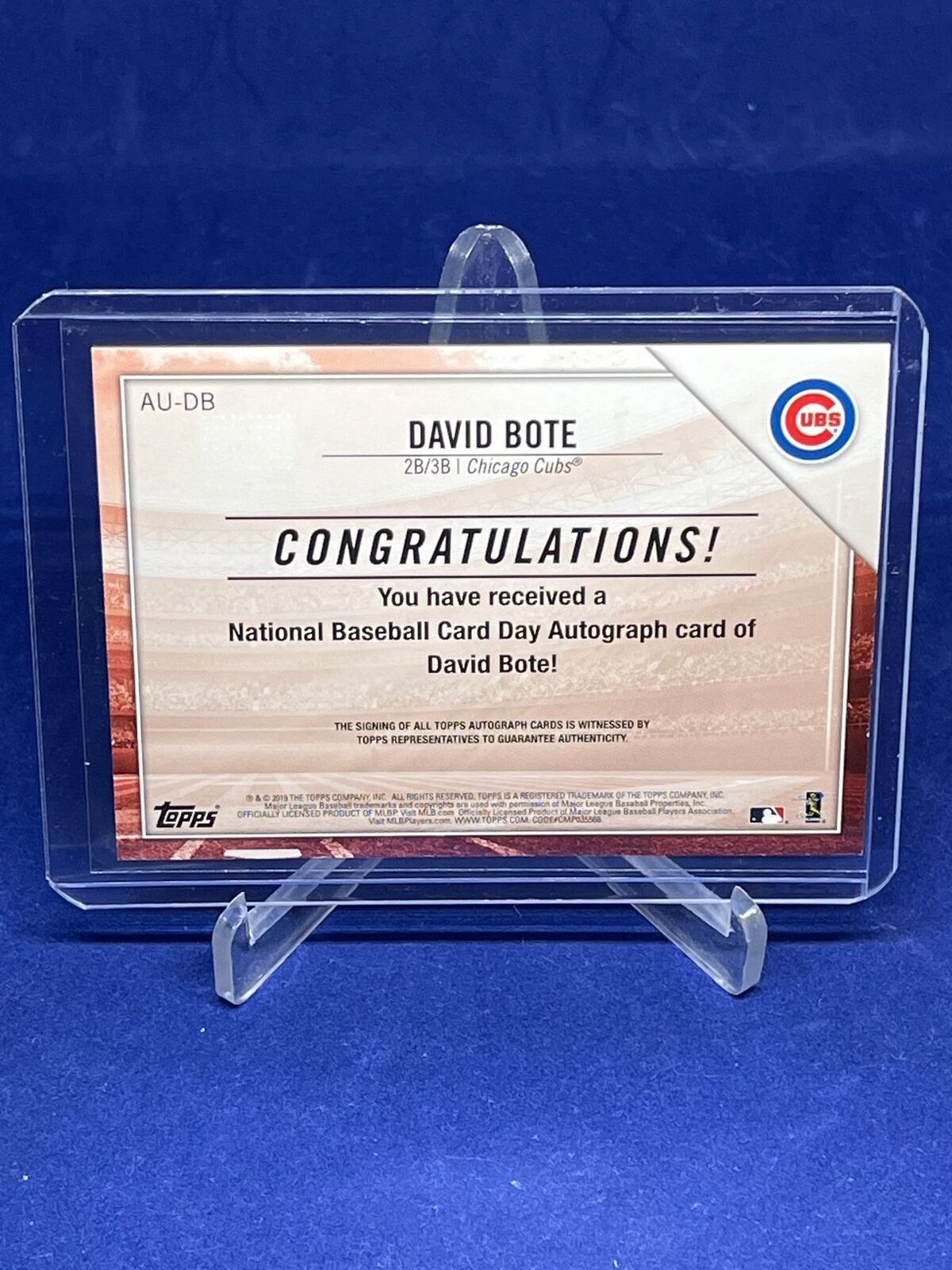 DAVID BOTE 2019 TOPPS NATIONAL BASEBALL CARD DAY AUTO #D 267/400