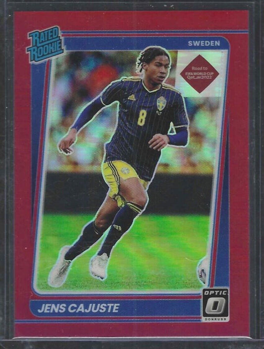 JENS CAJUSTE 2021-22 DONRUSS ROAD QATAR OPTIC RED HOLO RATED ROOKIE RC #D 02/149