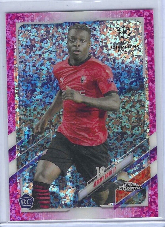 JEREMY DOKU 2020-21 TOPPS CHROME PINK SPECKLE MINI DIAMOND REFRACTOR RC /175