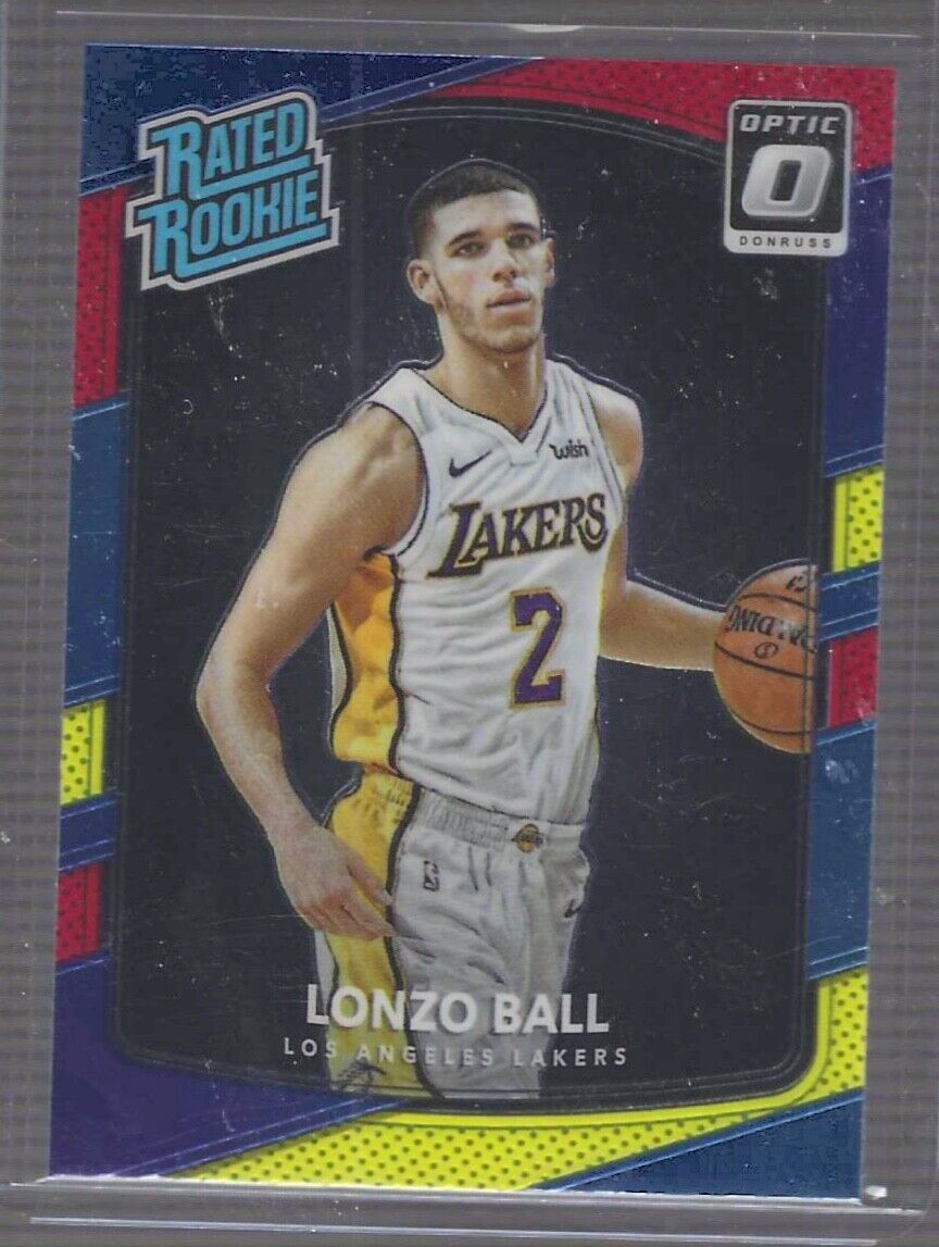 LONZO BALL 2017-18 PANINI DONRUSS OPTIC RED AND YELLOW RATED ROOKIE RC #199