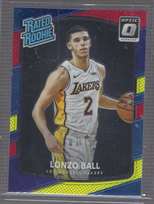LONZO BALL 2017-18 PANINI DONRUSS OPTIC RED AND YELLOW RATED ROOKIE RC #199
