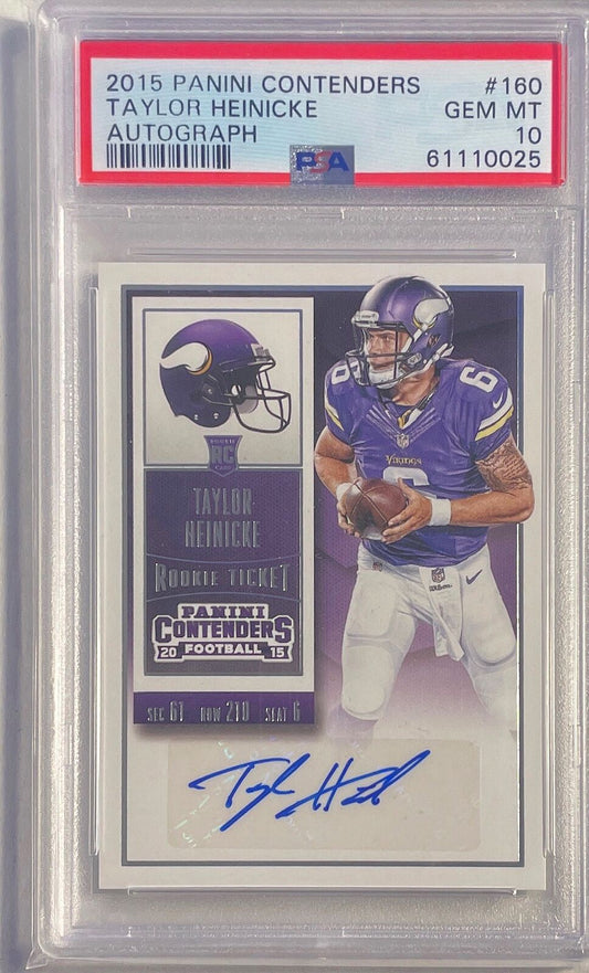 TAYLOR HEINICKE 2015 CONTENDERS ROOKIE TICKET AUTO RC #160 PSA 10 GEM MINT