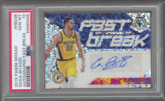 GOGA BITADZE 2019 PANINI MOSAIC SILVER DISCO FAST BREAK AUTO RC PSA 10 GEM POP 2