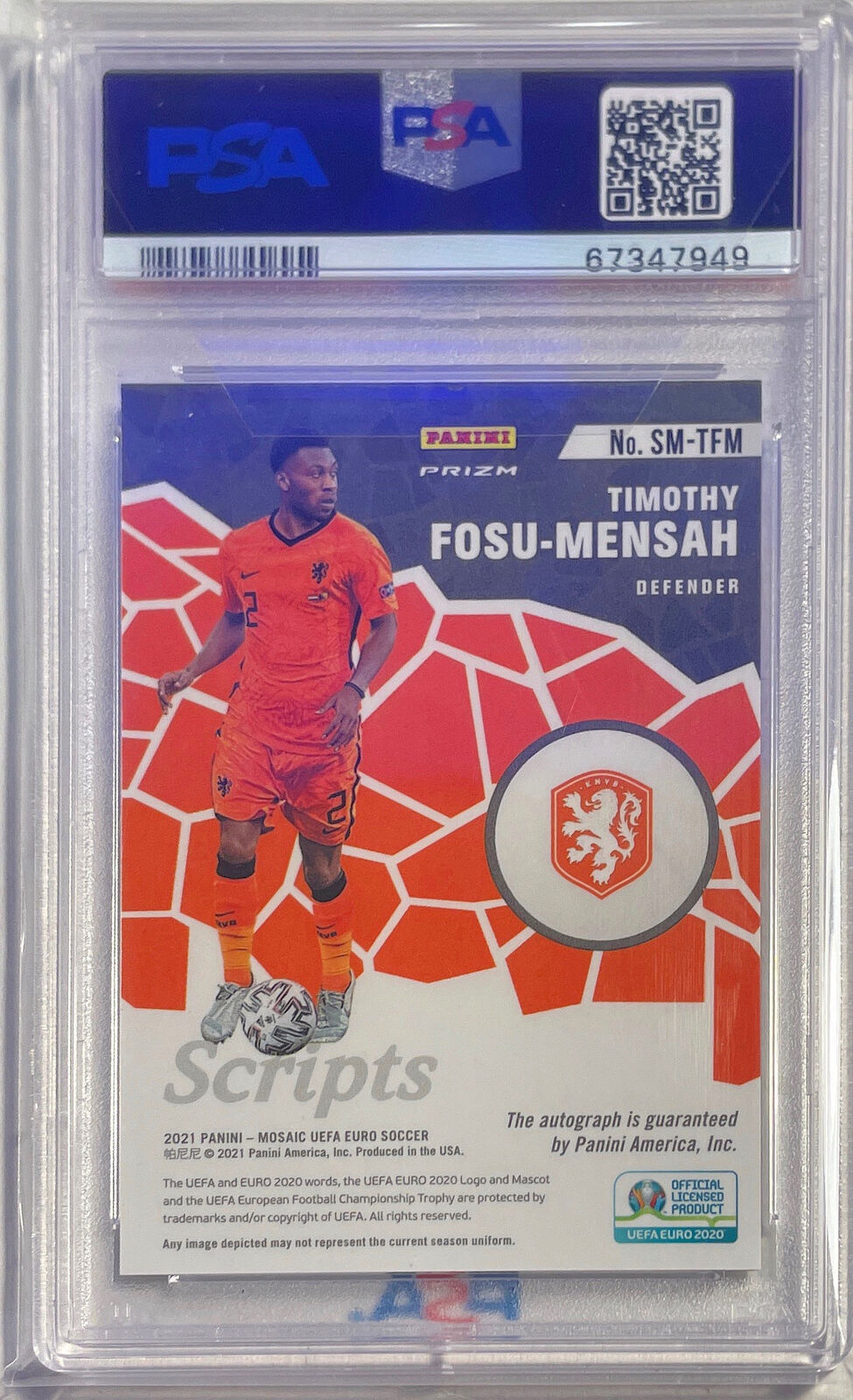 TIMOTHY FOSU-MENSAH 2020-21 MOSAIC UEFA EURO SCRIPTS AUTO PSA 10 GEM POP 1/1