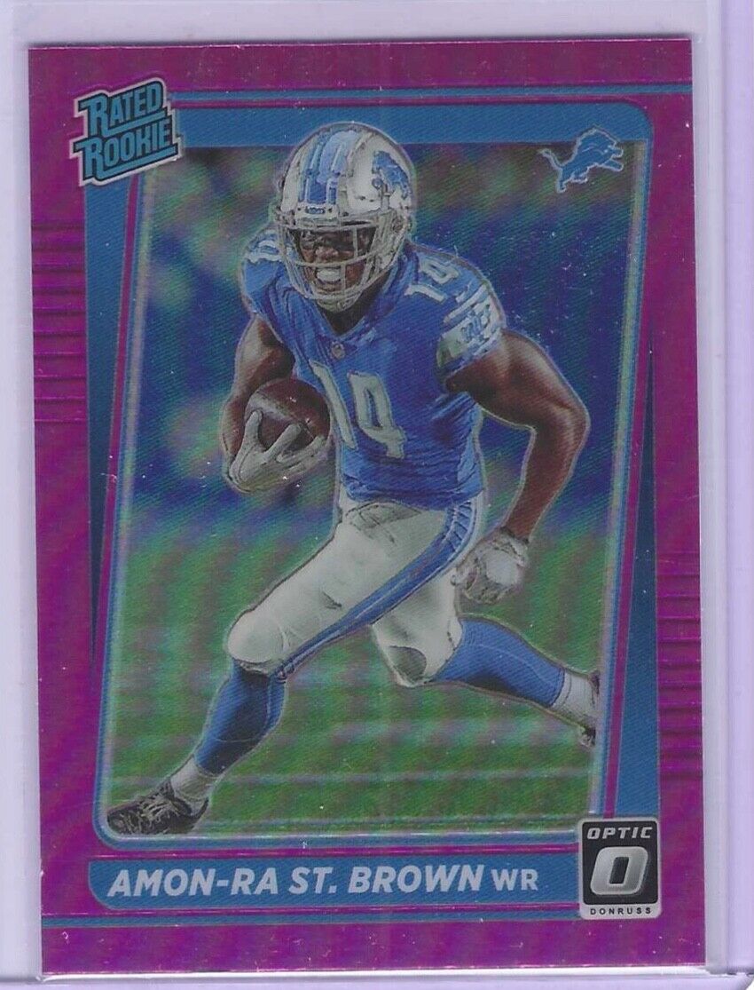 AMON-RA ST. BROWN 2021 PANINI DONRUSS OPTIC PREVIEW PINK HOLO ROOKIE RC #P-824