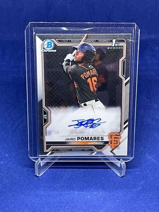 JAIRO POMARES 2021 BOWMAN CHROME 1ST ON CARD AUTO PROSPECT