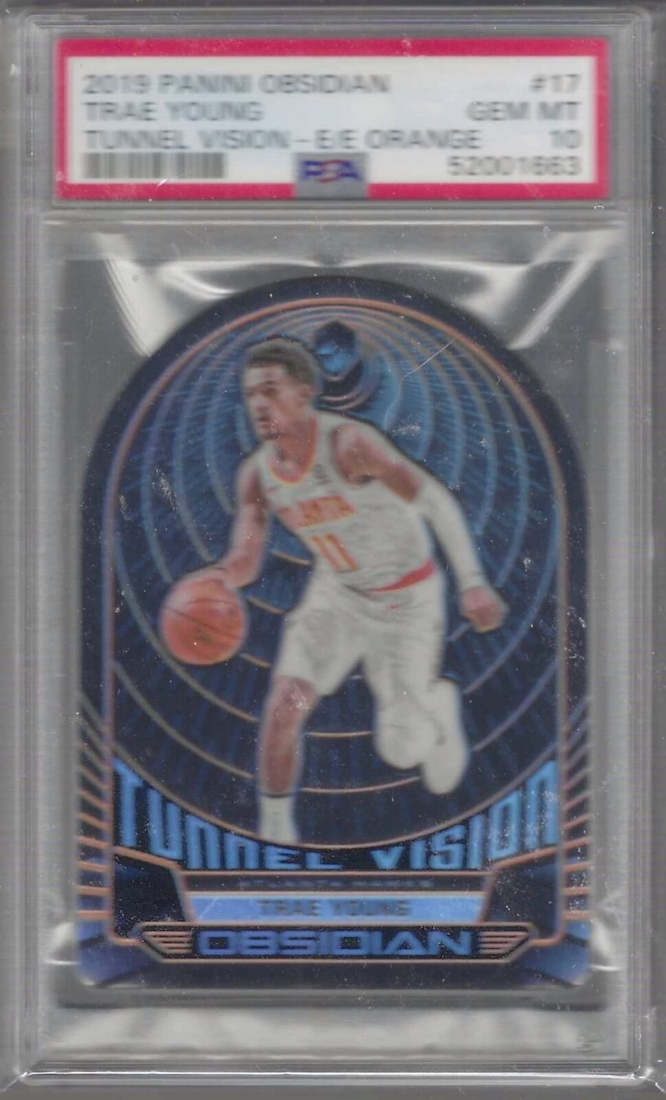 TRAE YOUNG 2019 PANINI OBSIDIAN TUNNEL VISION DIE CUT ORANGE /35 PSA 10 POP 2
