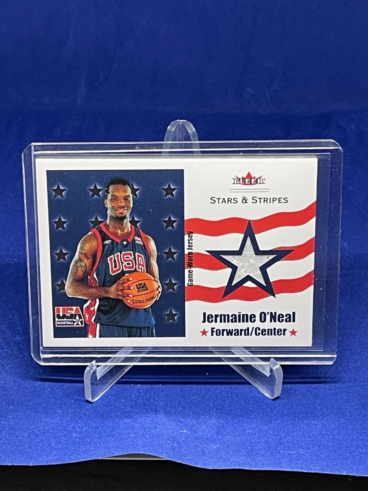 JERMAINE O'NEAL 2003-04 FLEER USA STARS AND STRIPES JERSEY CARD #D 454/500