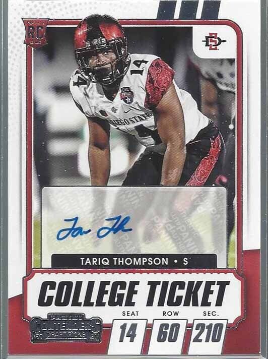 TARIQ THOMPSON 2021 PANINI CONTENDERS COLLEGE TICKET BILLS SDSU ROOKIE AUTO RC