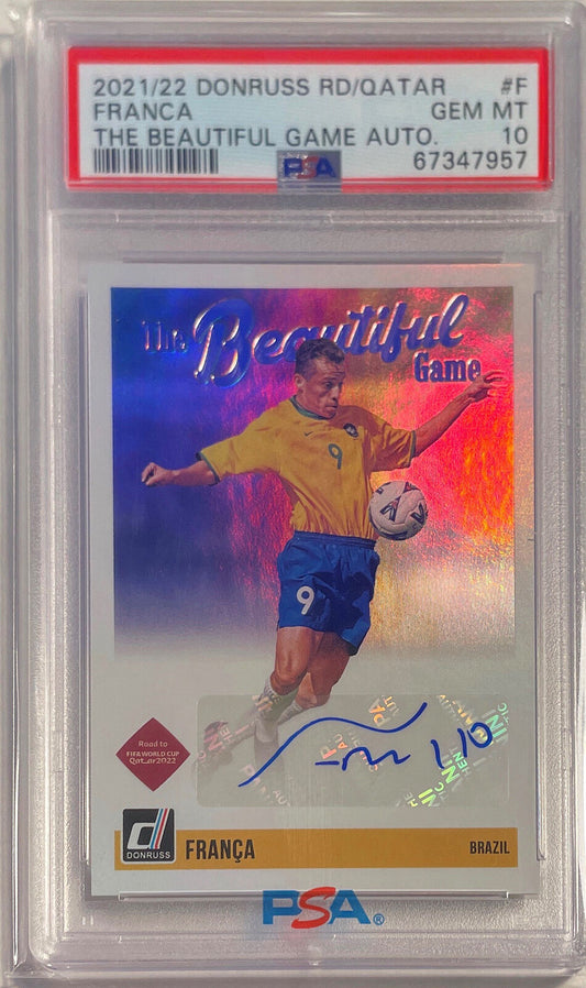 FRANCA 2021-22 PANINI DONRUSS ROAD TO QATAR BEAUTIFUL GAME AUTO PSA 10 POP 1/1