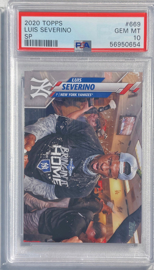 LUIS SEVERINO 2020 TOPPS SP WORLD SERIES PHOTO VARIATION #669 PSA 10 GEM POP 3