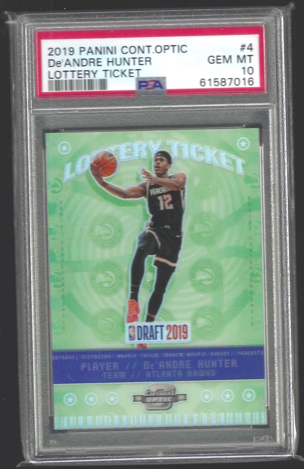 DE'ANDRE HUNTER 2019-20 PANINI OPTIC CONTENDERS LOTTERY TICKET RC 4 PSA 10 POP 9