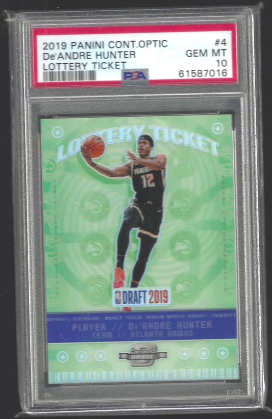 DE'ANDRE HUNTER 2019-20 PANINI OPTIC CONTENDERS LOTTERY TICKET RC 4 PSA 10 POP 9