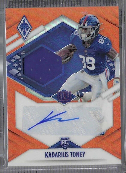 KADARIUS TONEY 2021 PANINI PHOENIX ORANGE PRIZM ROOKIE PATCH AUTO RC #D 13/50